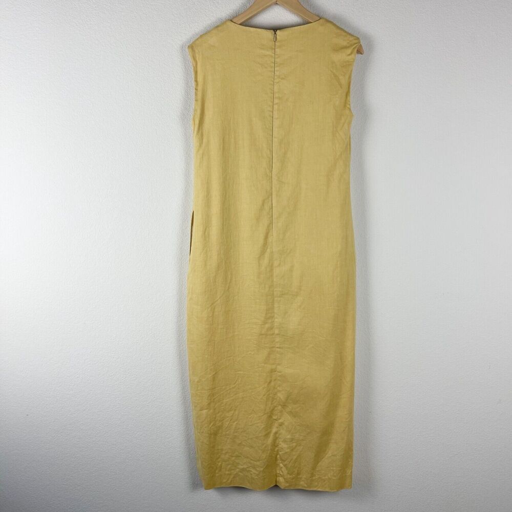 Fabiana Filippi Linen Blend Dress Womens XS Yellow Midi Sleeveless V-Neck Italy - Picture 8 of 15